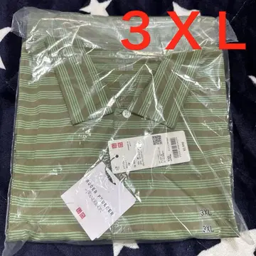 유니클로 에어리즘 피케 셔츠 반팔 3XL 올리브