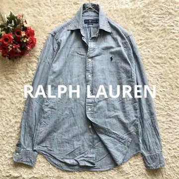 RALPH LAUREN 랄프 로렌 면 긴팔 셔츠 포니 자수 블루