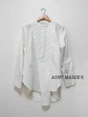 AUNT MARIE'S 화이트 퀼팅 롱 셔츠