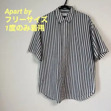 Apart by 아파트바이 스트라이프 반팔 셔츠 프리 사이즈 코튼 혼방