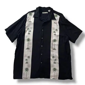 구제 레이온 오픈 카라 셔츠 batik bay 야자수 투톤