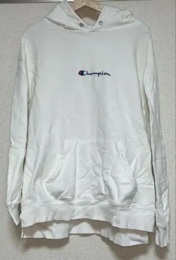 Champion 화이트 후드티 후드 부착
