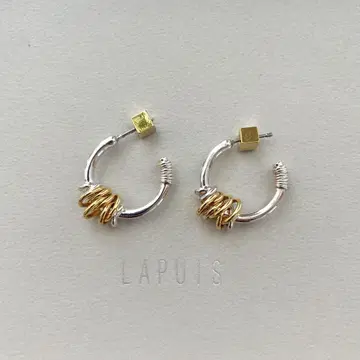 LAPUIS 실버 골드 후프 귀걸이