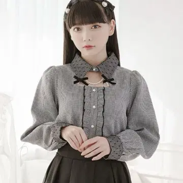 Palelfy 하운드투스 체크 블라우스