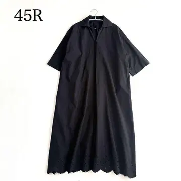 새상품급 45R 포플린 컷워크 레이스 원피스 블랙 현행 45rpm