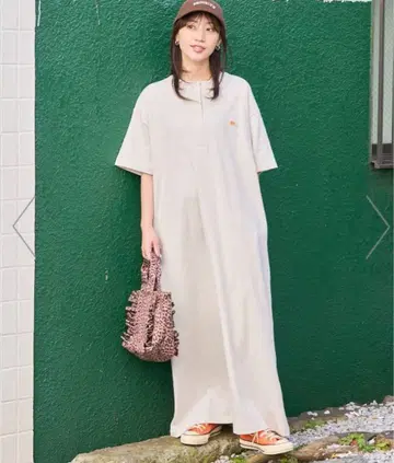 별주 헨리넥 버튼 반팔 원피스