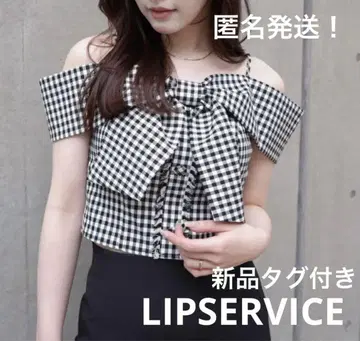 새상품 미사용 택 포함 LIPSERVICE 트위드 리본 오프숄더 상의