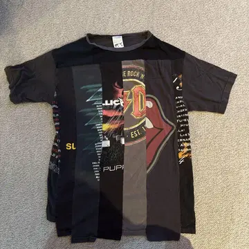 Attachment 구매 반팔 티셔츠 해체 리메이크 메탈리카 AC/DC