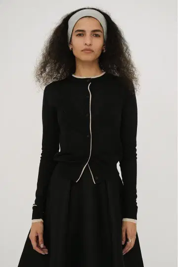 CLANE W FACE BICOLOR SHEER CARDIGAN