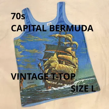 70s VINTAGE PICTURE PRINT T-TOP 탱크탑 L
