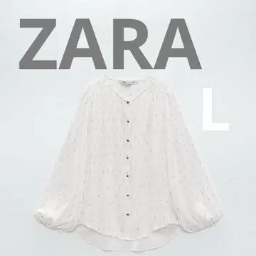 ZARA 샤이니 실 원단 셔츠 에크루 L 사이즈