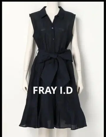 FRAY I.D 원피스 드레스 셔츠 원피스 네이비 린넨 100%