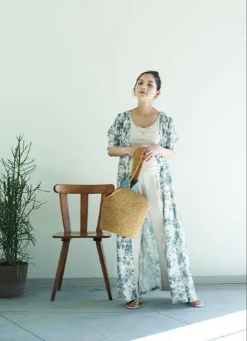 Spick & Span 리버티 드레스 플라워 화이트 블루 36