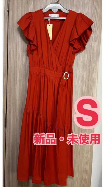 bYSI 오렌지 빨간색 롱 원피스 새상품 미사용 새상품급 싱가포르 S
