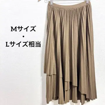 608 플리츠 롱 랩 플리츠 스커트 허리밴딩 무지 심플 브라운 계열