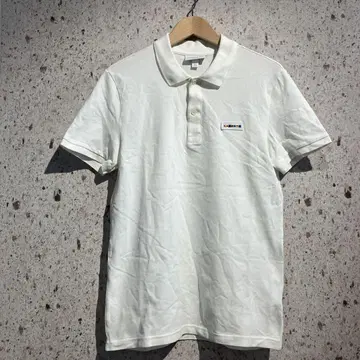 LACOSTE 박스 로고 자수 피케 셔츠 라코스테 화이트 남성용