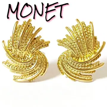 새상품급 빅 사이즈 모네 귀걸이 골드 클립 로프 깃털 각인 MONET