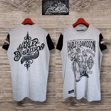 Harley-Davidson 티셔츠 양면 프린트 그레이 x 블랙 L