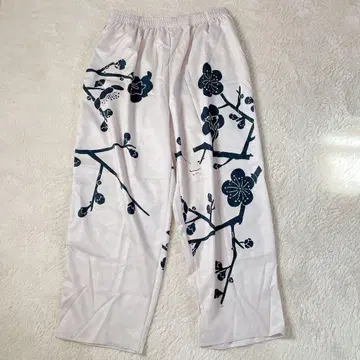 미사용 매실 패턴 캐주얼 이지 팬츠 5XL 빅 사이즈 허리밴딩