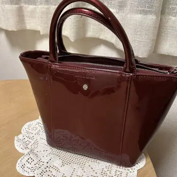 LAURA ASHLEY 버건디 토트백