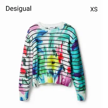 Desigual 플로럴 타이다이 보더 스웨터 XS