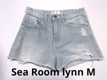 [ Sea Room lynn ] 데님 숏팬츠 라이트 블루 데미지 가공 M