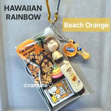 PEANUTS HAWAIIAN RAINBOW 가챠  파우치 비치 오렌지