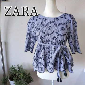 [새상품급] ZARA 코튼 레이스 상의 백 V라인 태슬
