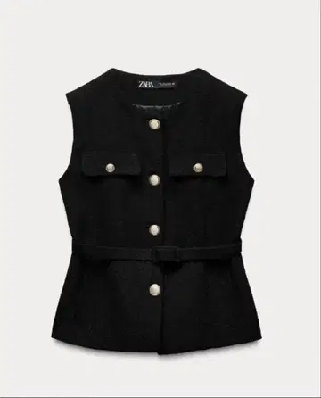 ZARA 벨트 텍스처 베스트 S 블랙