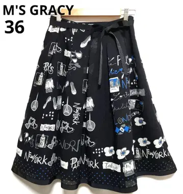 엠즈 그레이시 M'S GRACY 거리 모티브 택 스커트 사이즈 36