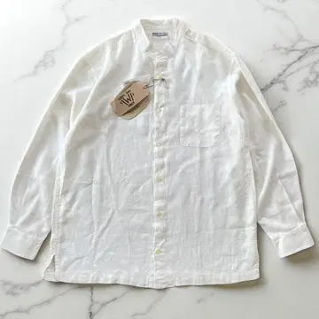 새상품 120% Lino 화이트 린넨 셔츠 이탈리아제 노카라 XL 남성용