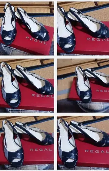 REGAL 네이비 오픈토 샌들 미들힐