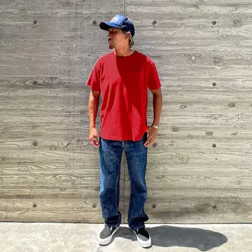 SD US Cotton Pocket T 빈티지 워시 빨간색 RED