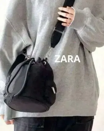 ZARA 테크니컬 패브릭 미니 버킷 백 복조리형 숄더