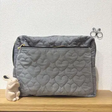 그레이 하트 원단 파우치