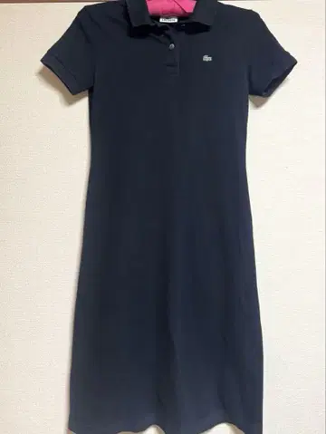 Lacoste 블랙 반팔 폴로 드레스 무릎 기장