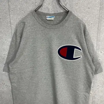 챔피온 빅 로고 자수 그레이 티셔츠 L