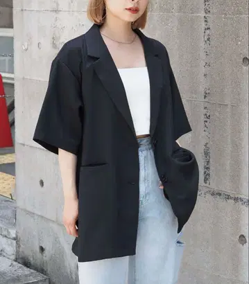 tiptop 린넨 라이크 반팔 테일러드 자켓