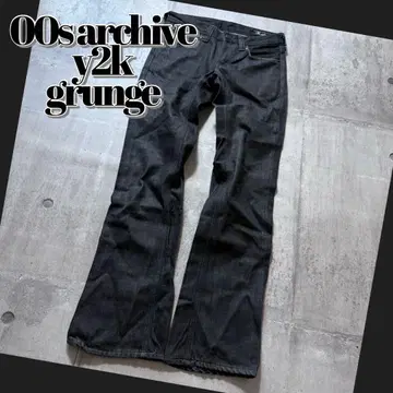 y2k opium black denim flare jeans 2000's