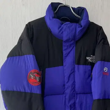 THE NORTH FACE 다운 자켓 700 블랙 보라색 후드 결손