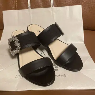 DIANA 비쥬 장식 블랙 샌들