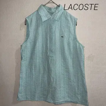 멋짐! LACOSTE 스카이블루 체크 무늬 슬리브리스 42
