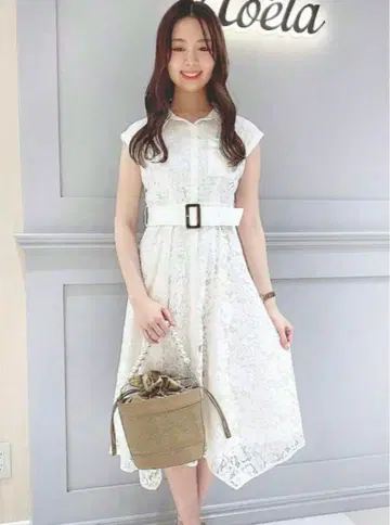 Noela 노에라 레이스 프렌치 셔츠 원피스 화이트 M 사이즈 롱