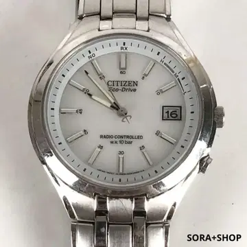 CITIZEN 시티즌 Eco-Drive 전파 솔라 손목시계 실버