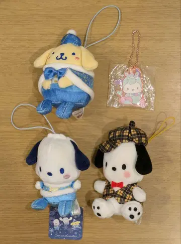 산리오 봉제 인형 키링 4개