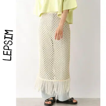 새상품 LEPSIM 5게이지 프린지 메쉬 스커트