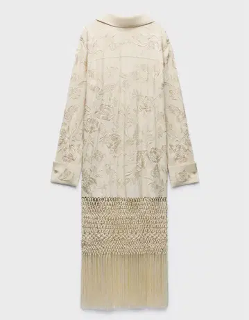 ZARA 베이지 자수 원피스 프린지 LIMITED EDITION