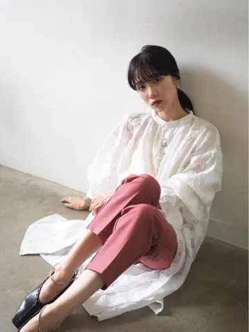 Lumier 이지 테이퍼드 팬츠 핑크 센터 프레스 슬랙스