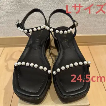 [완판템] LE TALON 블랙 펄 샌들 L 사이즈 24.5cm