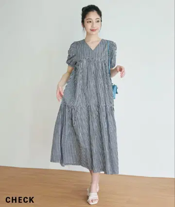 베이스먼트 깅엄 체크 원피스